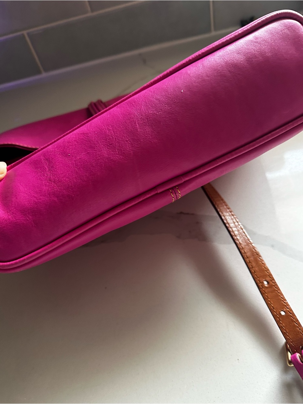 Women's Dooney &Bourke Hot Pink Leather Fold-Over Cross Body bag - Picture 5 of 14